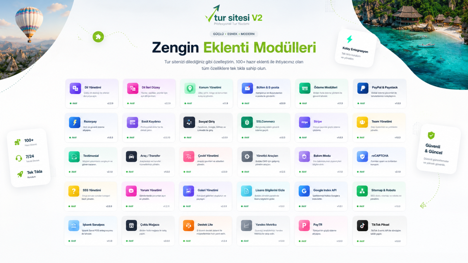 Tur Sitesi V2 (Zengin Eklenti Modüllü)